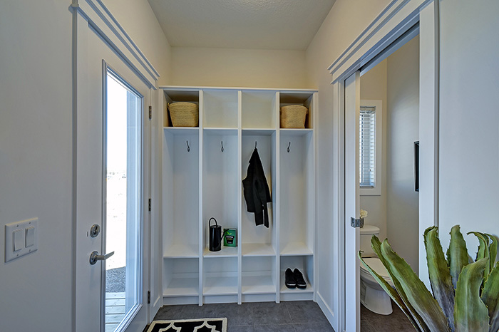 Mudroom in the Banbury II model home by NuVista Homes.