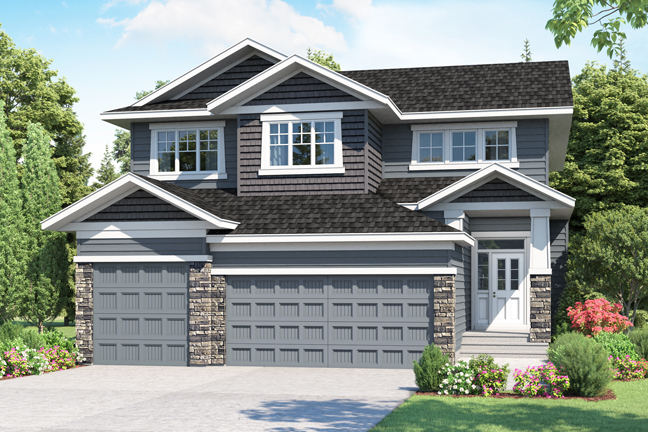 Front elevation of the Crestview home model.
