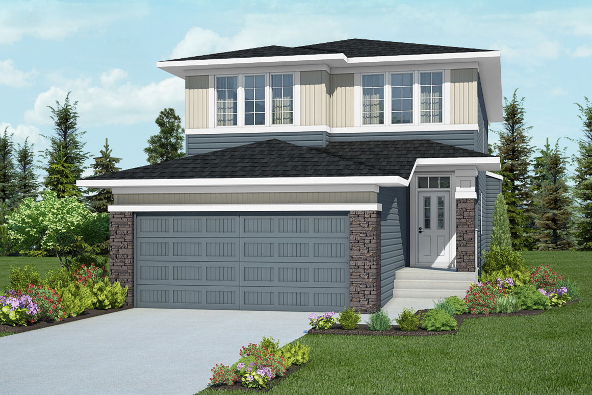Exterior rendering of the Kingsley home model.