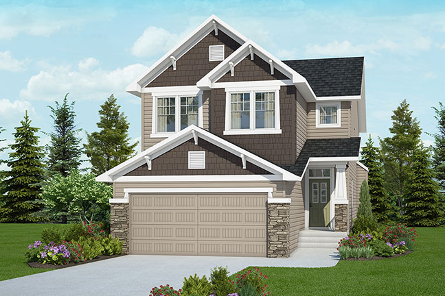 Craftsman elevation of the Rosewood model home