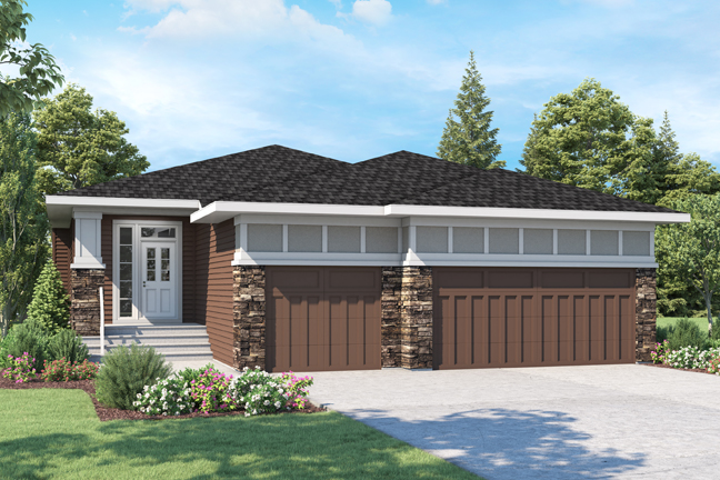 Front Exterior Rendering of the Sandpiper Foursquare model home from Nuvista Homes
